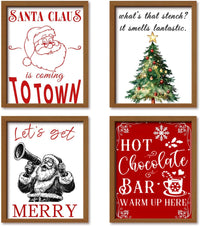 Thumbnail for Santa Claus Wall Art Set of 4, Themed Canvas Prints Featuring Christmas Portraits, Holiday Decoration for Living Room, Bedroom, or Office, Festive Christmas Decorations, (12x16inch, 4pcs,Unframed)