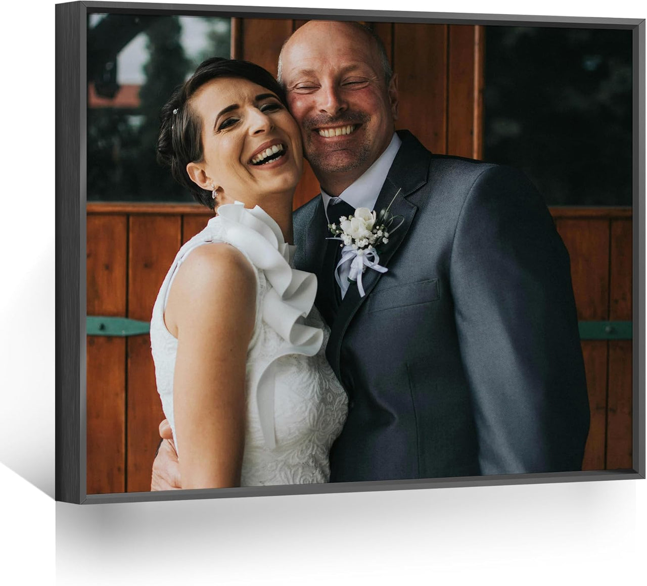 Custom Canvas Prints with Your Photos Framed Canvas Customized Wall Art Personalized Canvas Pictures for Pet/Family,Mom/Men/Women(10×8in,Black Metal Frame)