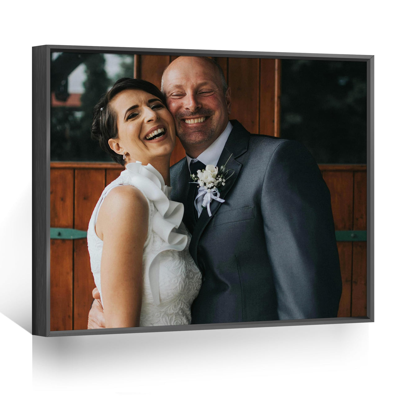 Custom Canvas Prints with Your Photos Framed Canvas Customized Wall Art Personalized Canvas Pictures for Pet/Family,Mom/Men/Women(10×8in,Black Metal Frame)