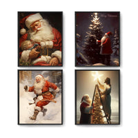 Thumbnail for Christmas Santa Claus Wall Art Set - 4-Piece Holiday Decor Featuring Santa, Perfect for Home, Living Room, Bedroom, Office, and Seasonal Decorations(8x10inch, 4pcs, Framed)