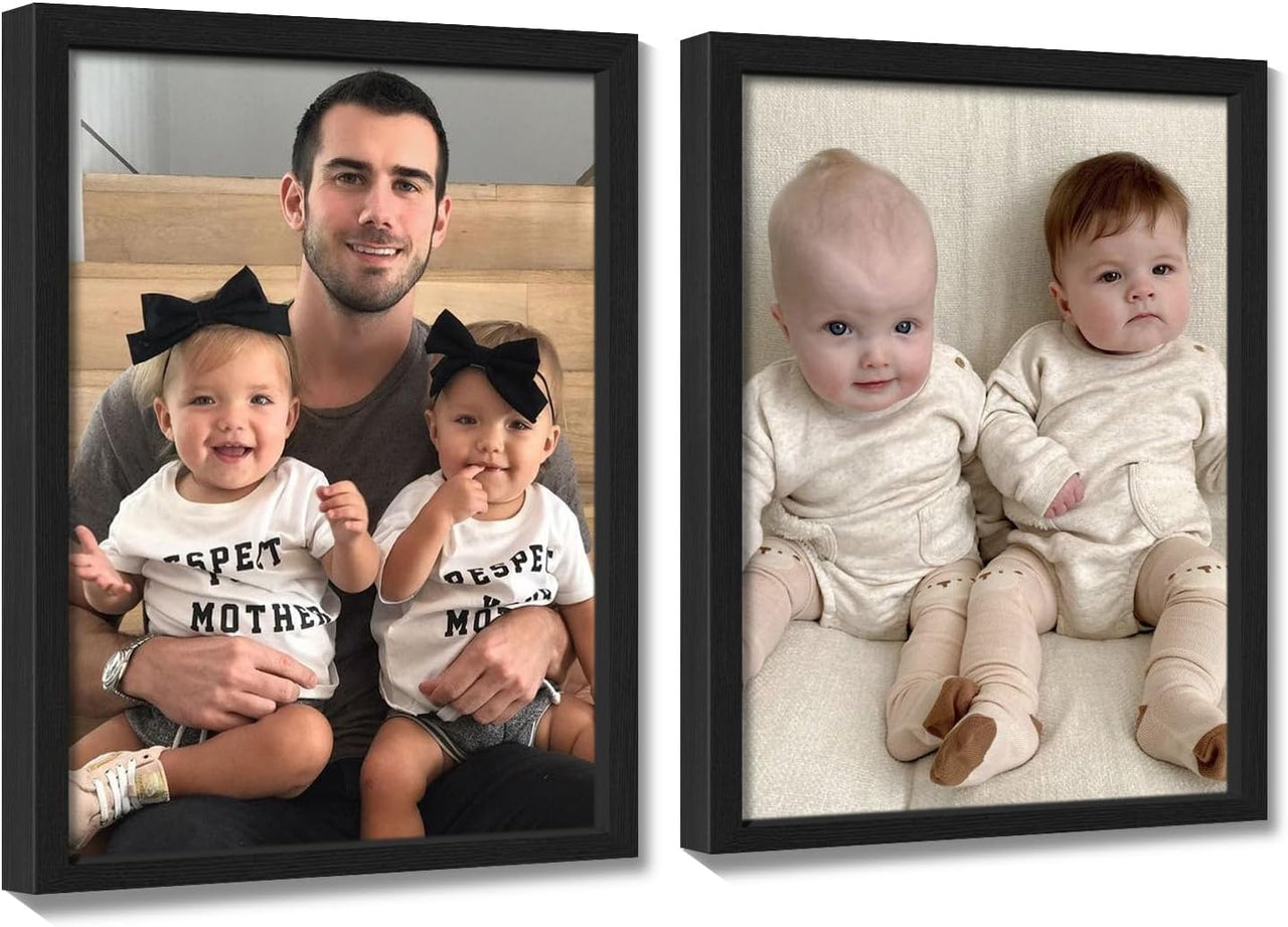 Pack,Black wood frame,12"X16" Personalized Custom Canvas Prints:Framed Canvas Customized Wall Art for Bedroom, Living Room, Wedding Baby Pet Family Picture Framed Wall Art