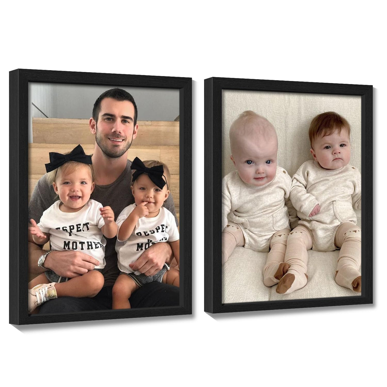 Pack,Black wood frame,12"X16" Personalized Custom Canvas Prints:Framed Canvas Customized Wall Art for Bedroom, Living Room, Wedding Baby Pet Family Picture Framed Wall Art